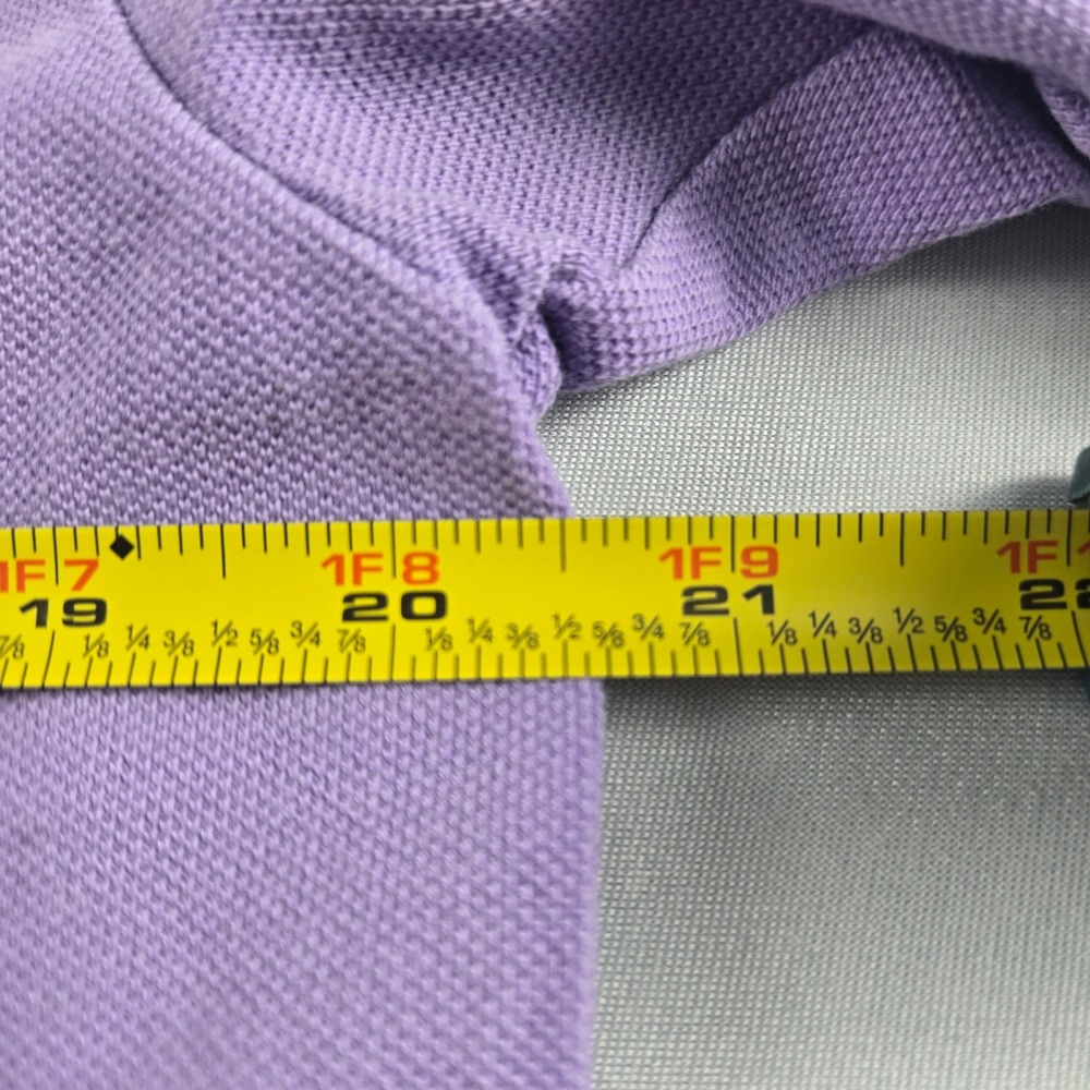 Polo Ralph Lauren Men's Medium Purple Mesh Polo Shirt Green Pony Cotton - Picture 7 of 9